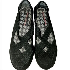 Skechers Mary Janes Black Basket Weave Shoes Size 7 Womens